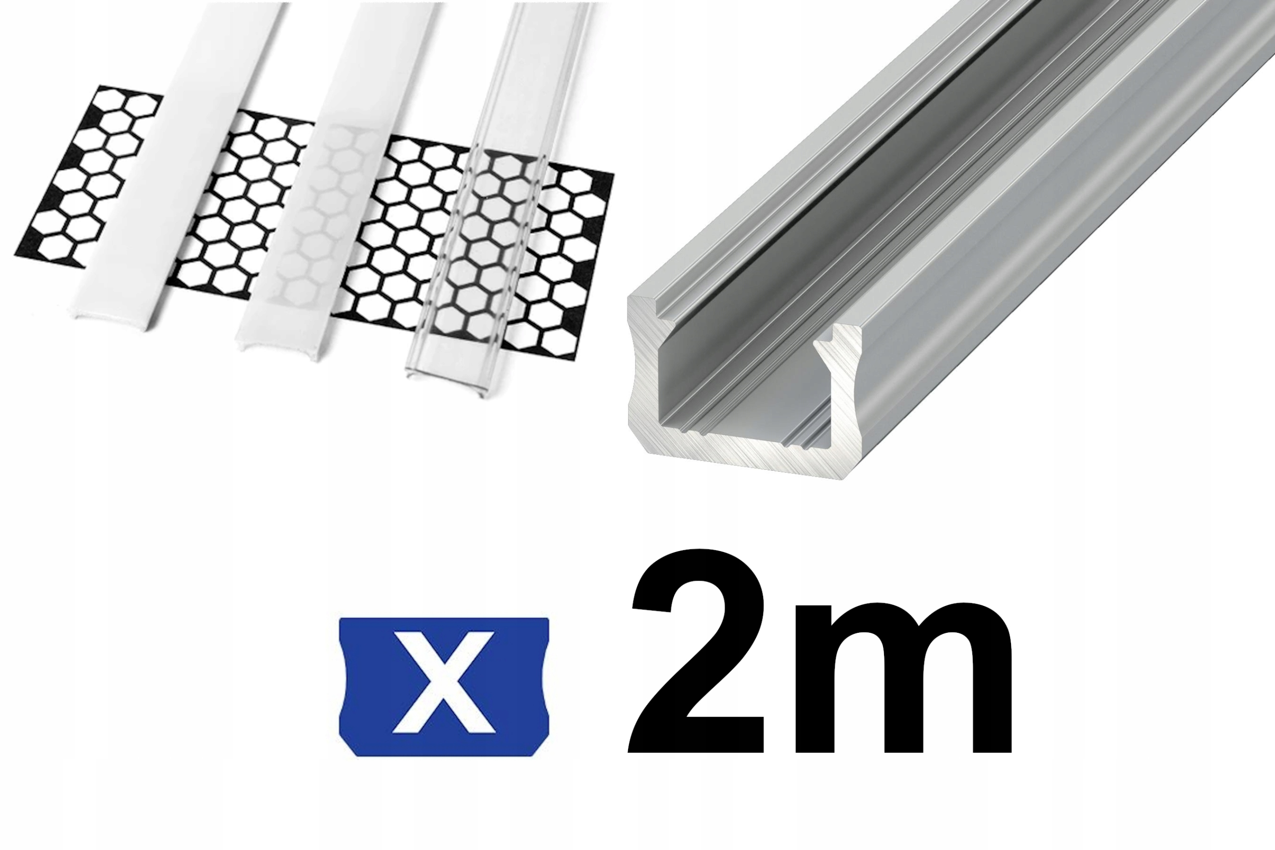 PROFIL ALUMINIOWY do LED X 2M SREBRNY z KLOSZEM