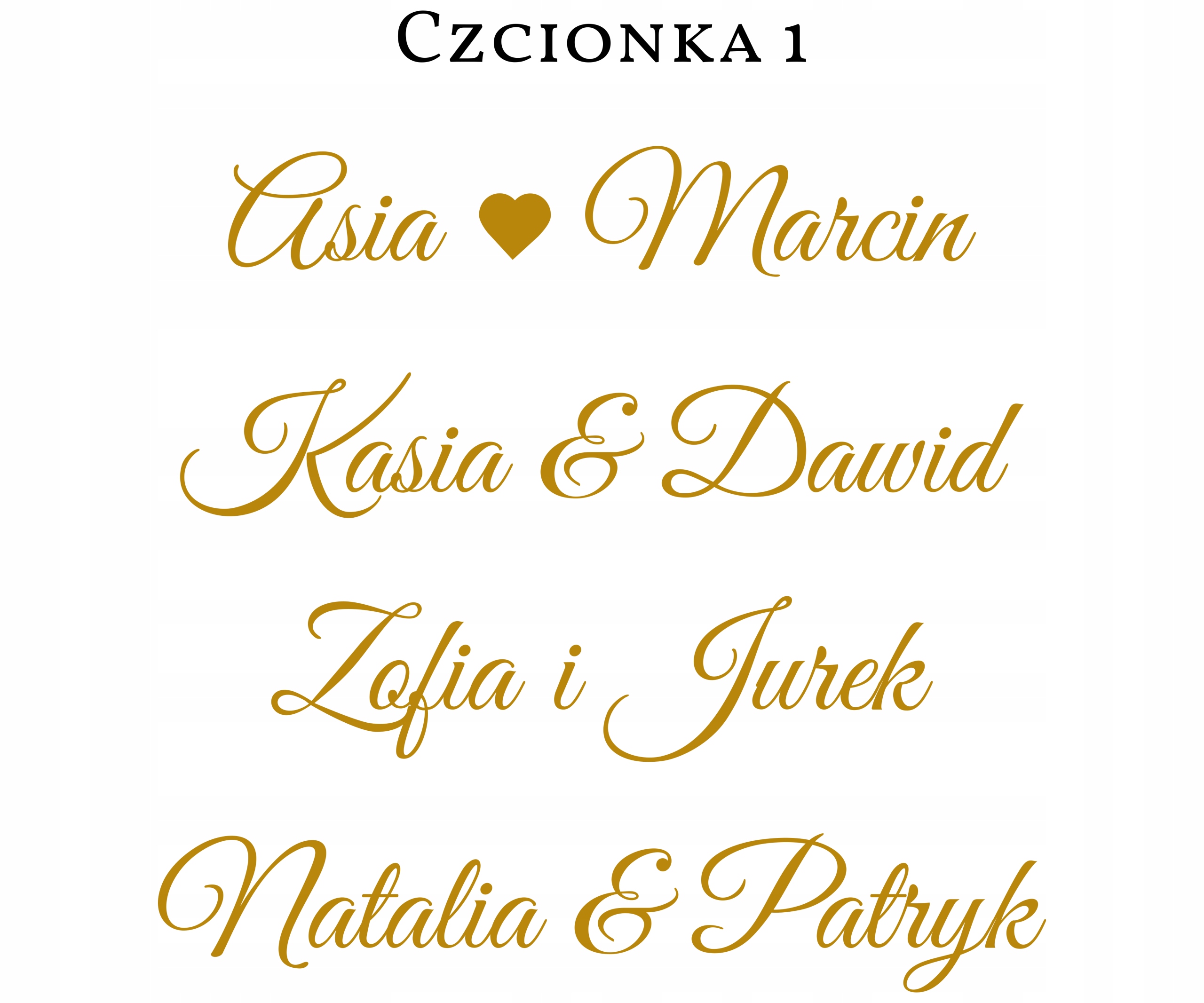 naklejka Twoje imiona 10cm wys 80cm max ślub Marka Commelin