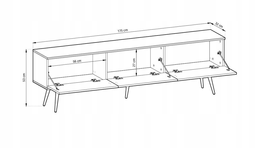 Szafka RTV na nóżkach ORO Beż 175 Front MDF Ryfel Kolekcja ORO