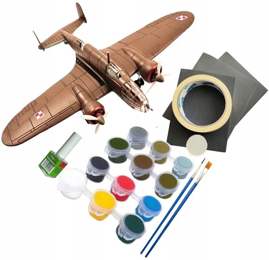 Velká Sada Model Pro Lepení Losů II Barvy Lepidlo Stěrka Štětce