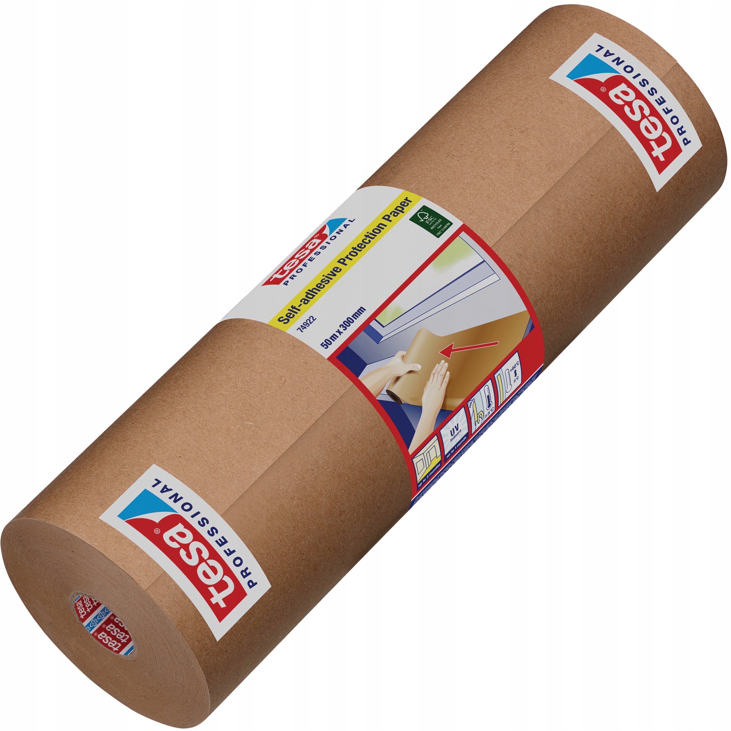 Samolepicí ochranný malířský papír Tesa, ochranný, 50 m x 300 mm