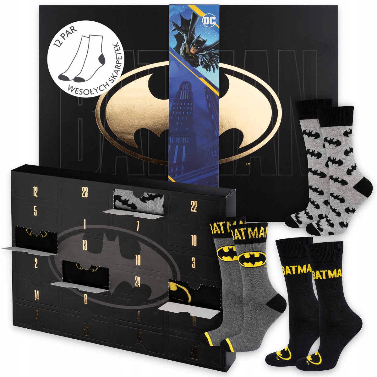 Soxo pánské ponožky Batman dárková sada 12 balení pro kluka 40-45