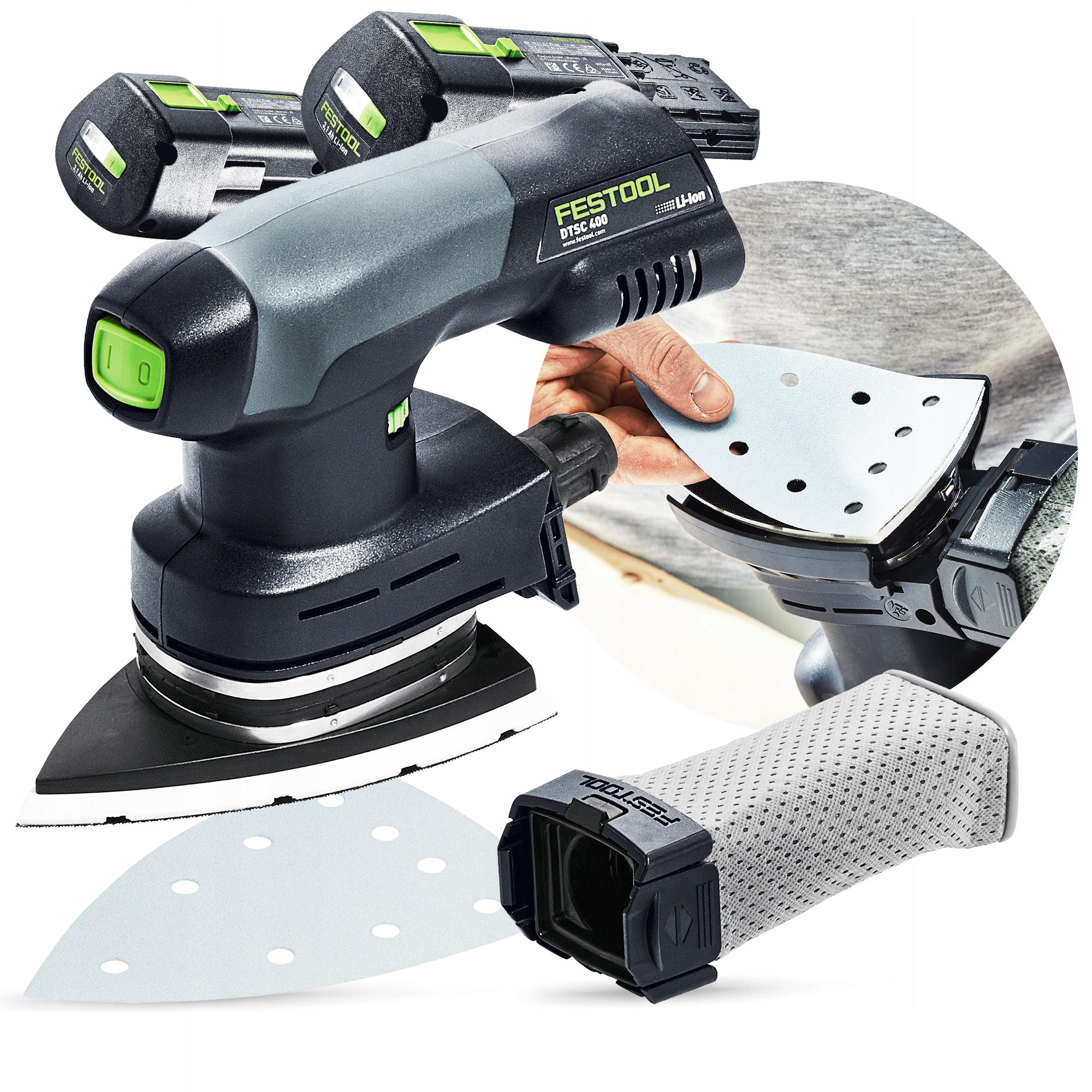 Szlifierka DELTA Akumulatorowa Festool DTSC 400 3,0 I-Plus ZESTAW 577508 Liczba elementów w zestawie 8