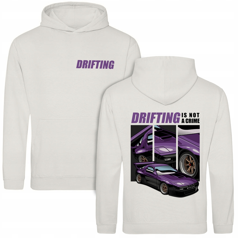 Mikina S Kapucí Drifting Potisk Přední Části Sportovní Auta Velikost M