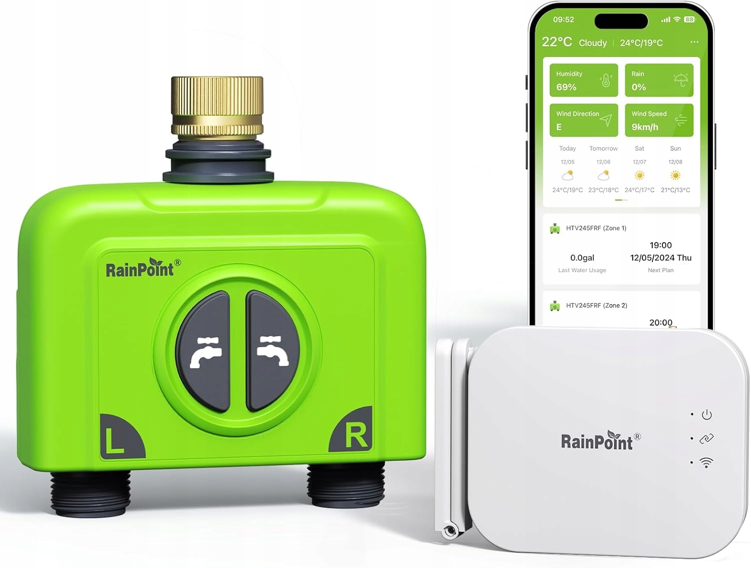 Rainpoint 2-zónový ovládač zavlažovania WiFi s ethernetovou bránou IP65