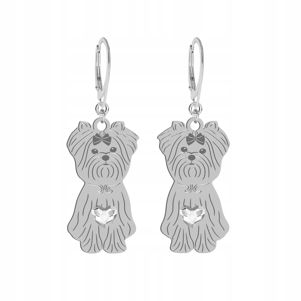Stříbrné Náušnice Yorkshire Terrier 925 Žena Šperky Dárek Gravírování