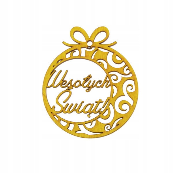 

3 szt. bombka Wesołych Świąt żółta