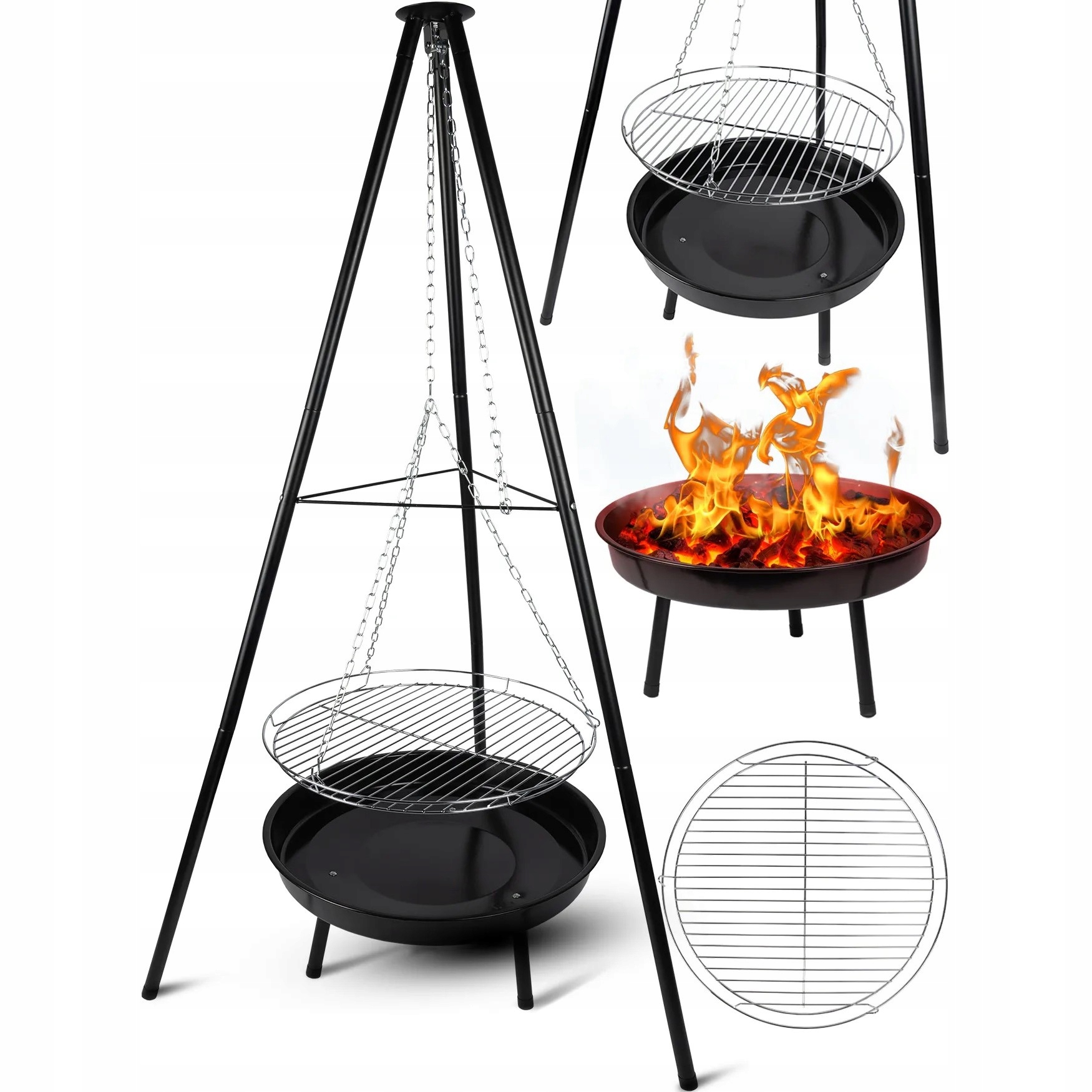 Trójnóg Z Rusztem Grill Ogrodowy Palenisko Ogrodowe Grill Wiszący Duży