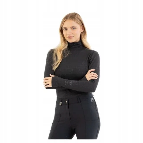 Dámské jezdecké tričko Anky Mockneck 25AW s rolákem, černá, velikost S