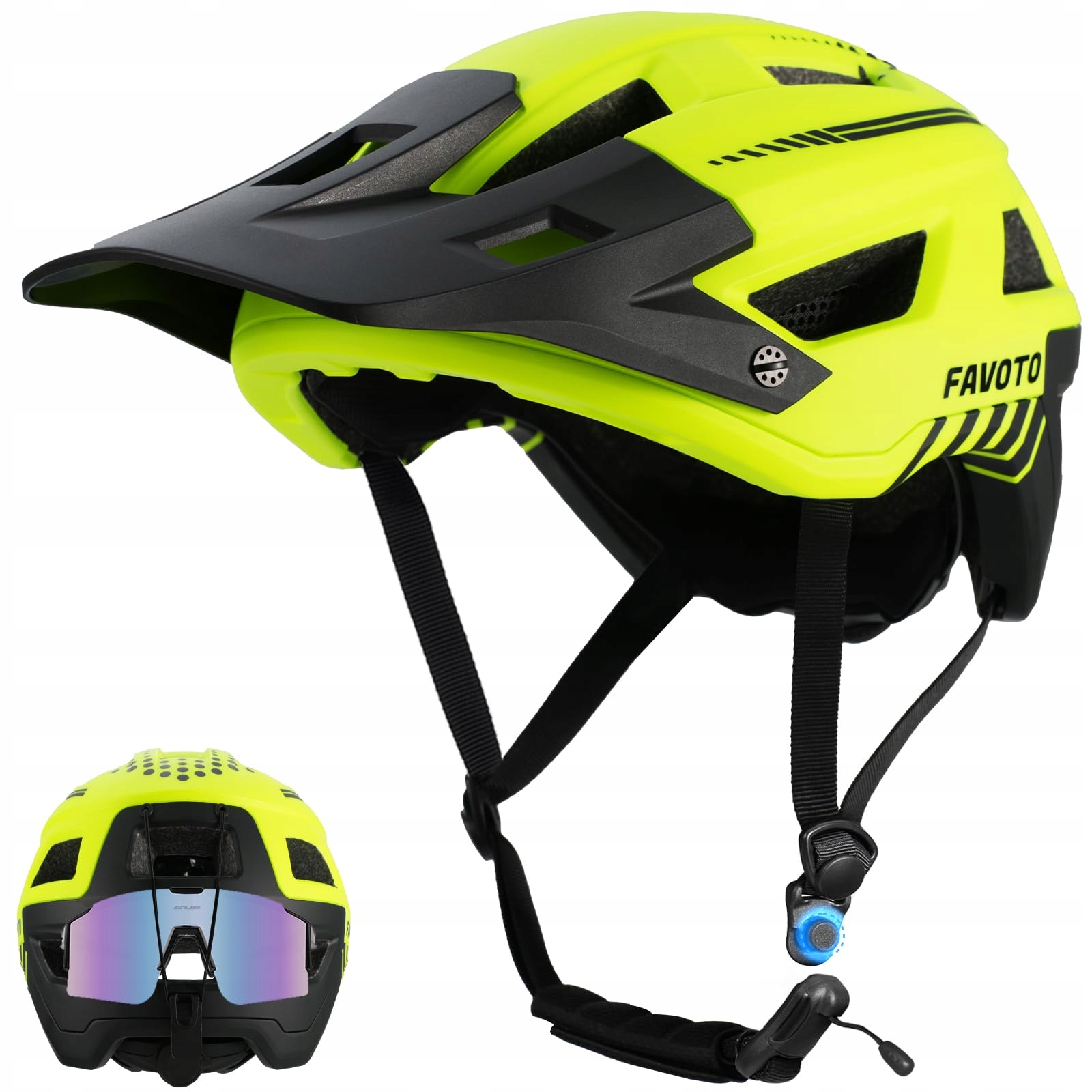 Kask rowerowy Favoto Double Inmould fluorescencyjny zielony 59-61cm