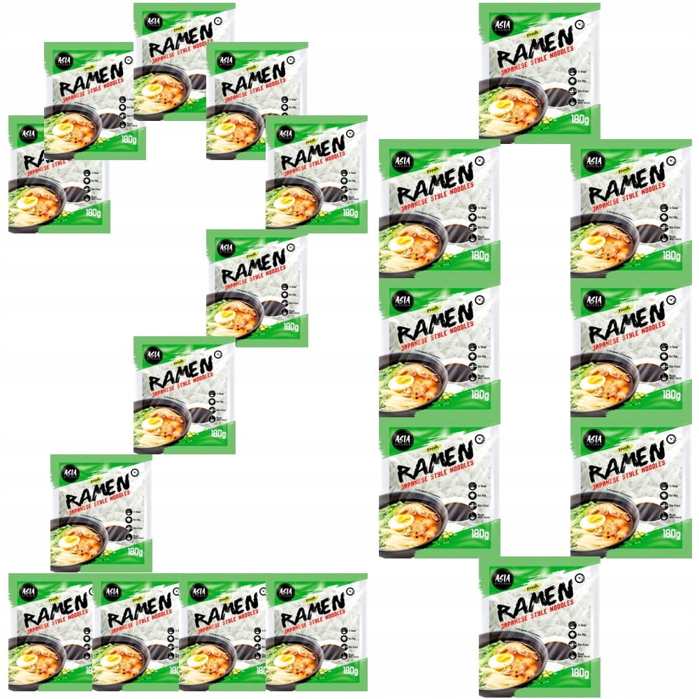 Levně 20 x čínské čerstvé těstoviny Ramen Pšeničné hotové 3 minuty 180 g Asia Kitchen