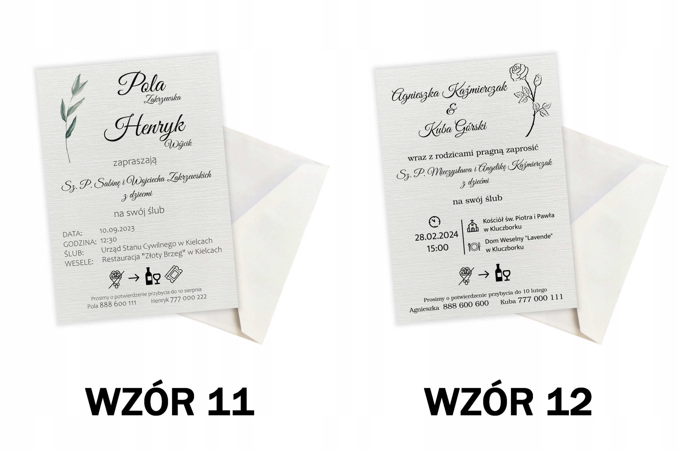 ZAPROSZENIE NA ŚLUB WESELE PRZYJĘCIE BIAŁE EKSPRES Kształt prostokątny