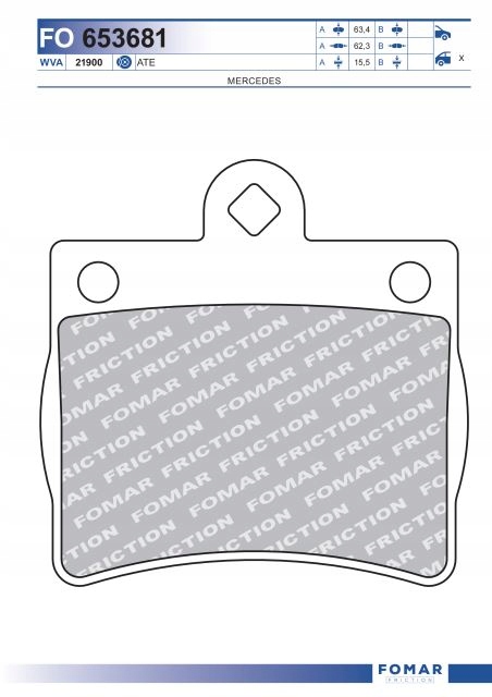 KLOCKI HAMULCOWE TYŁ MERCEDES C180,C200,C220