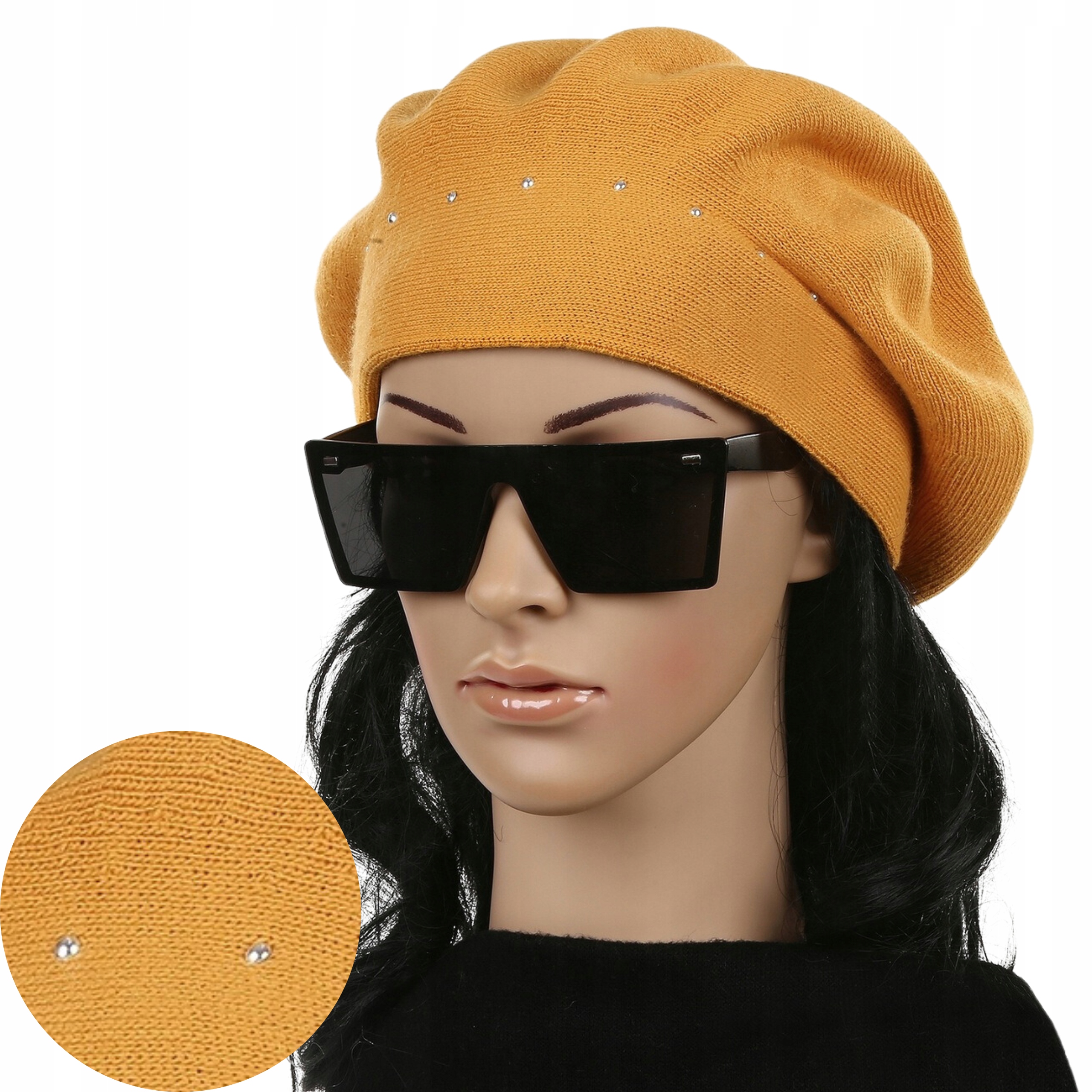 ŻÓŁTY BERET KLASYCZNY DAMSKI ELEGANCKI ZIMOWY PRODUKT POLSKI MAJKA