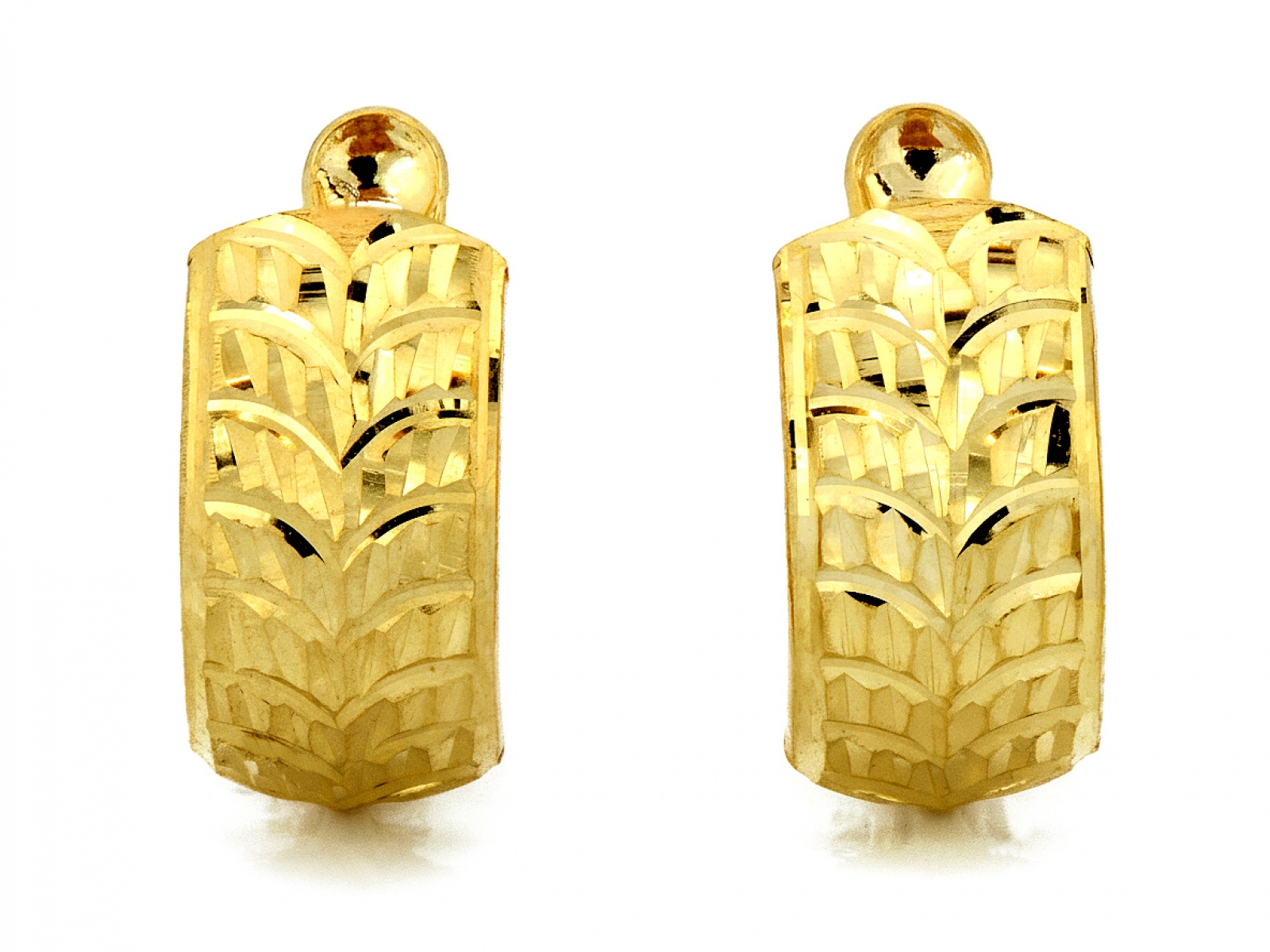 Náušnice Zlaté 585 lesklé frézované plechy na anglickém zapínání