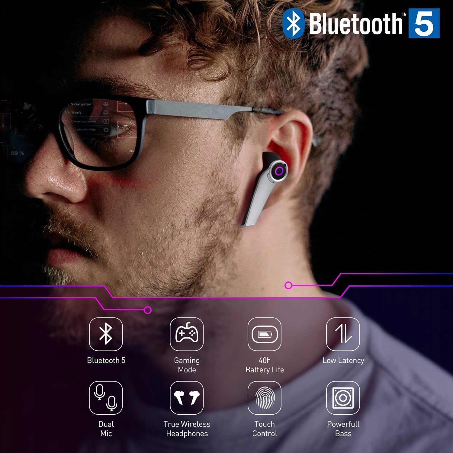 Słuchawki gamingowe Bluetooth TWS August EPG500B Marka August
