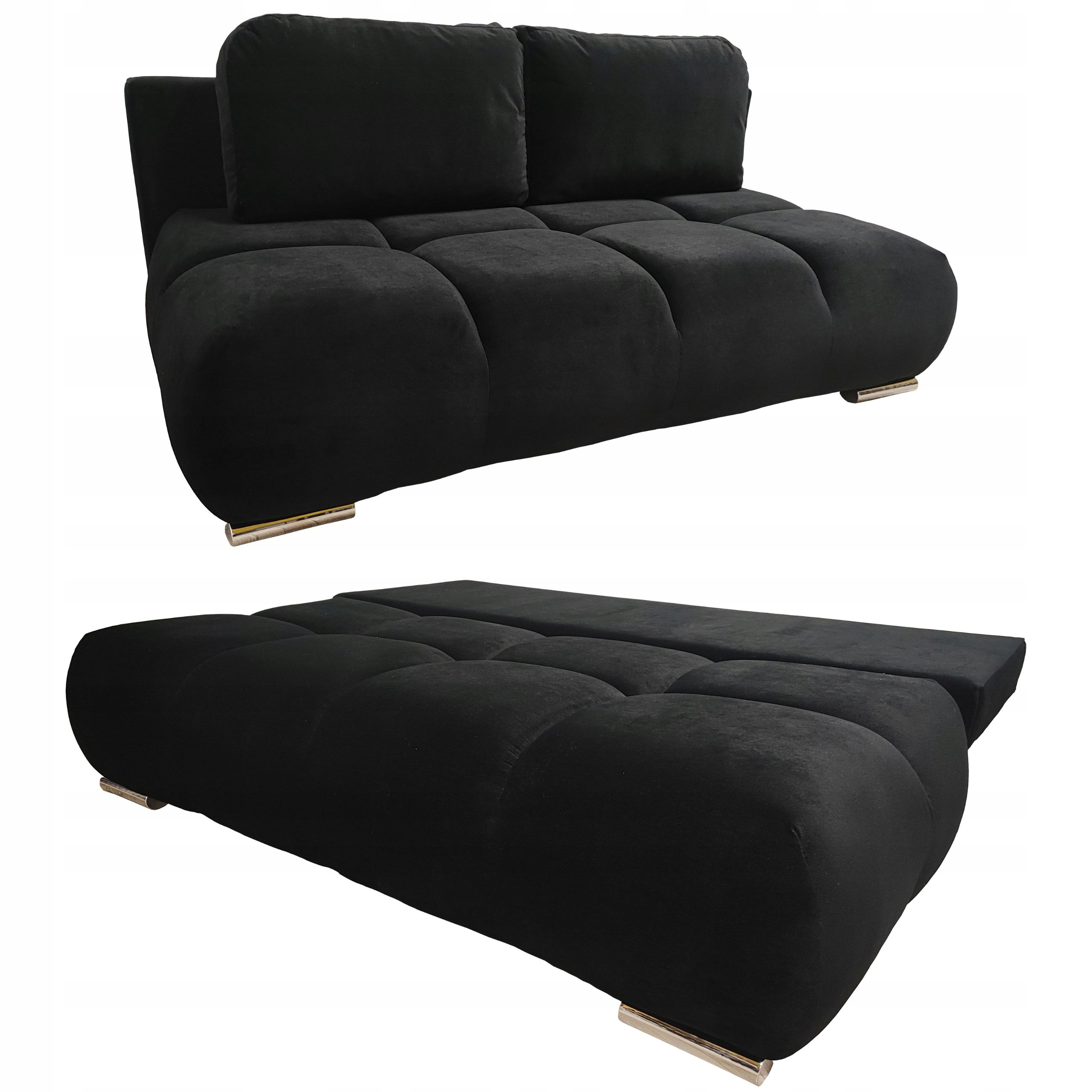 Černá rozkládací pohovka s funkcí spaní Honey Mini pružinový box