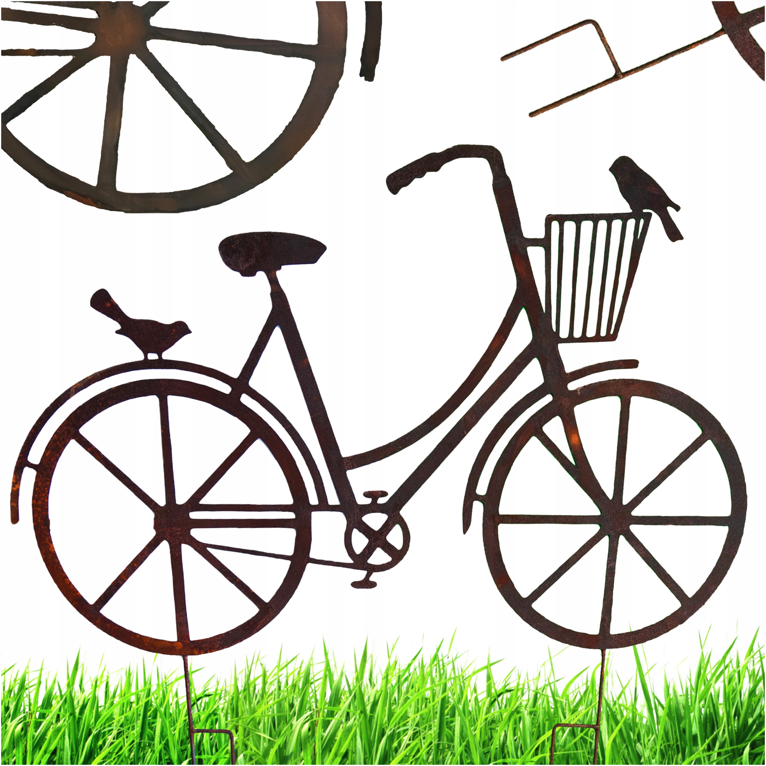 Zahradní Dekorace Kolo Rezavé Velké Kovové Eko Corten Rustikální Loft