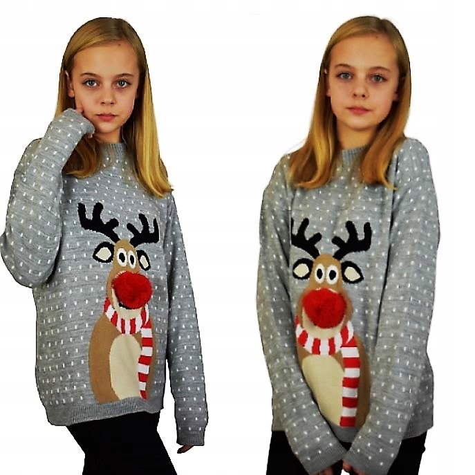 СВИТЕР РОЖДЕСТВЕНСКИЙ РЕБЕНОК СЕРЫЙ ОЛЕНЬ НОС 11/12