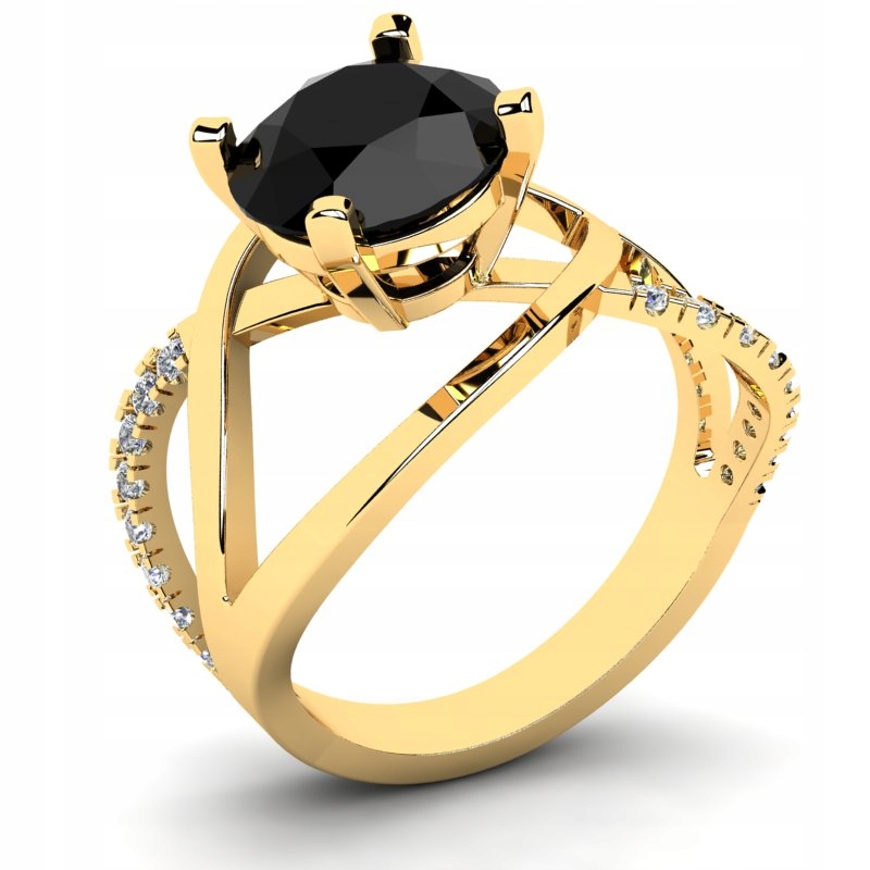 

Pierścionek Złoty Efektowny Z Czarną Cyrkonią