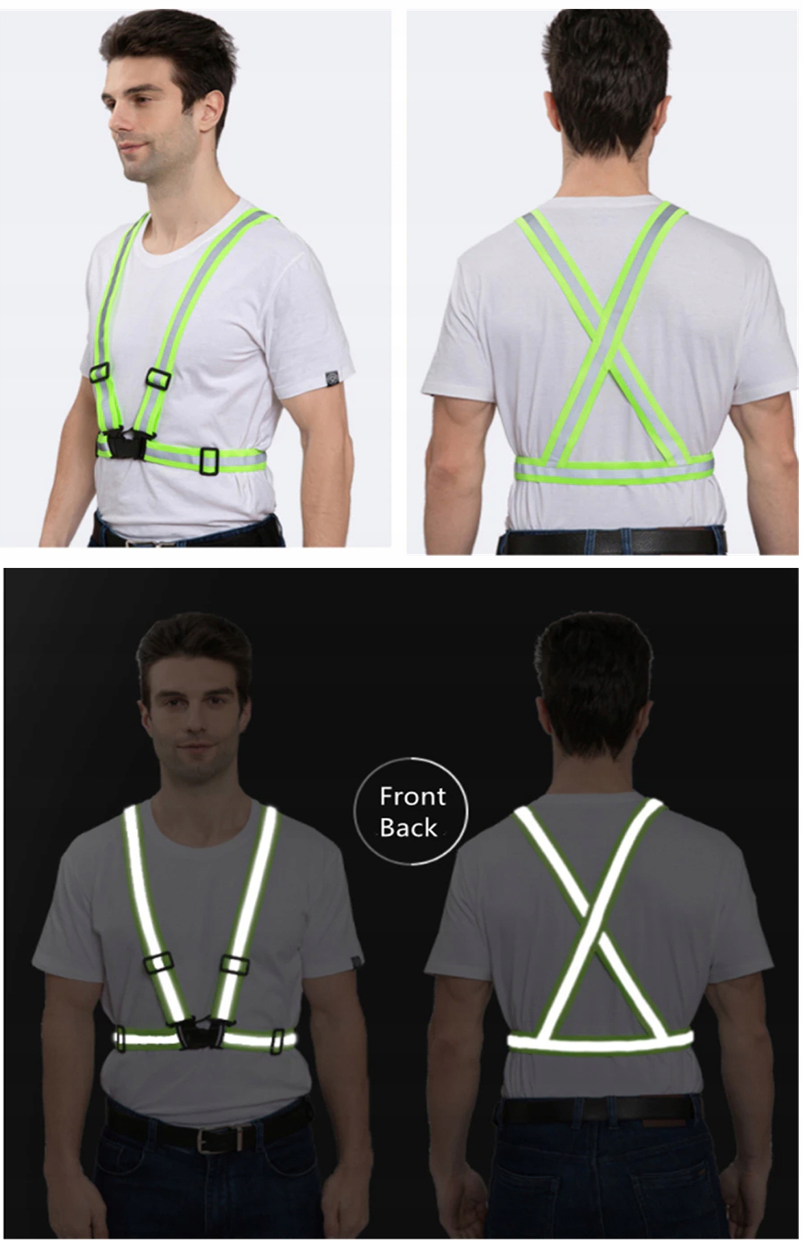 SZELKI ODBLASKOWE KAMIZELKA ODBLASKOWA MOTOR ROWER Kolor dominujący odcienie zieleni