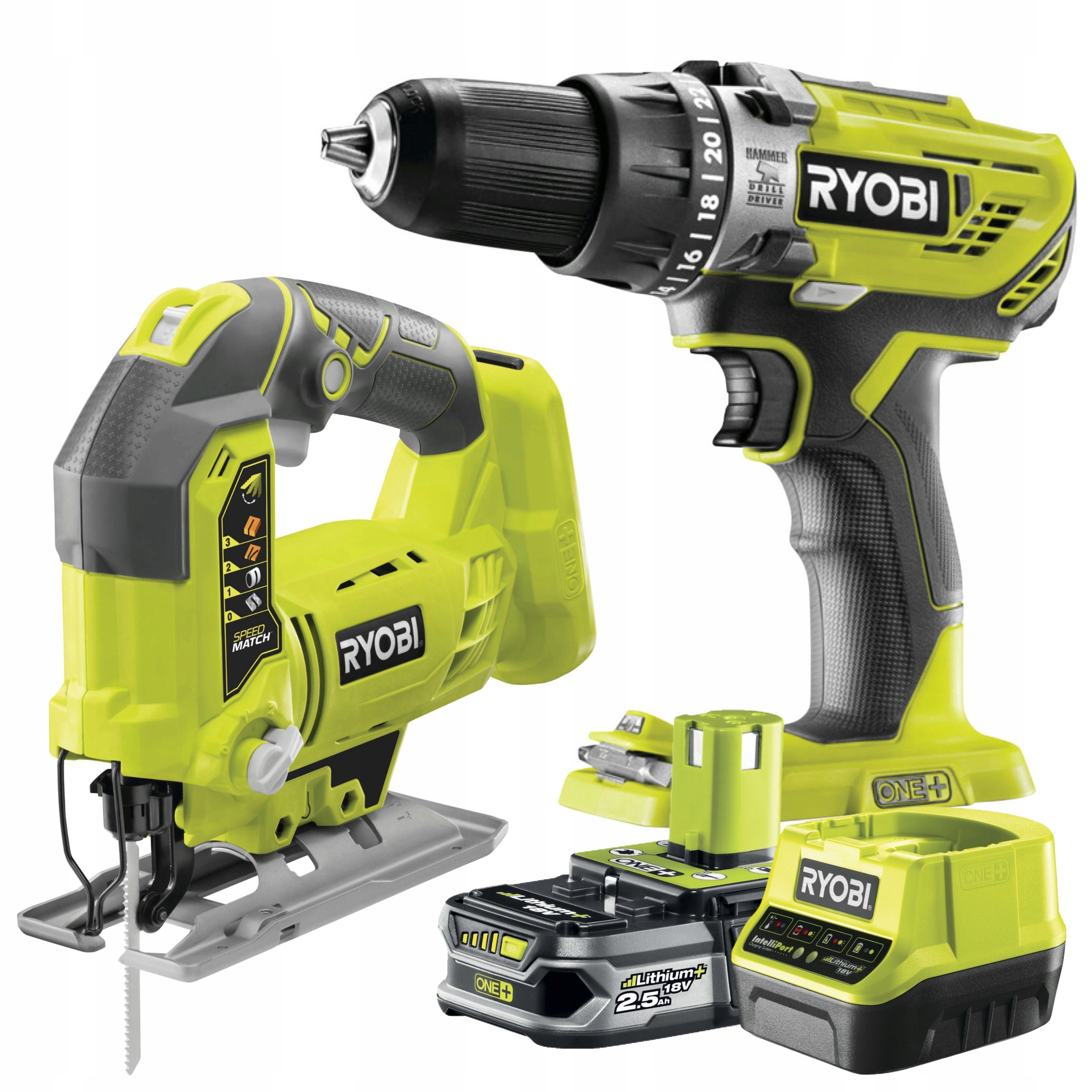 Vrtačka Aku Šroubovák Ryobi Příklep R18PD3 Baterie Přímočí Pila R18JS +2,5AH