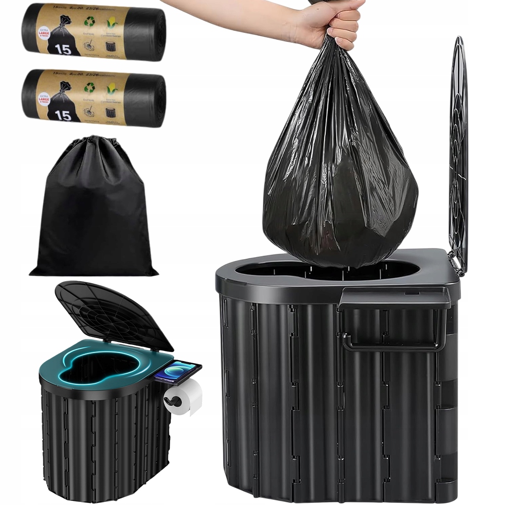 Składana Toaleta Przenośna Dla Dorosłych Z Pojemnikiem 20L Abs