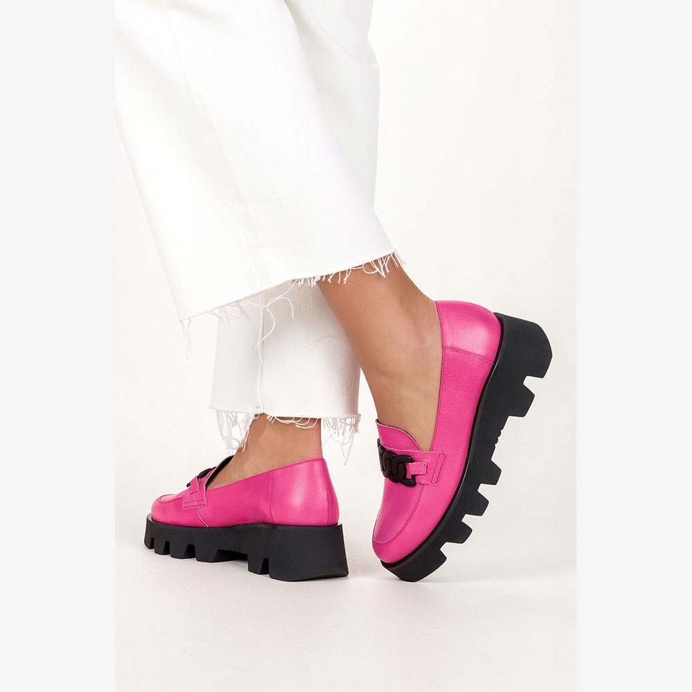 PÓŁBUTY DAMSKIE SKÓRZANE Z ŁAŃCUCHEM PLATFORMA 37 Rozmiar 37