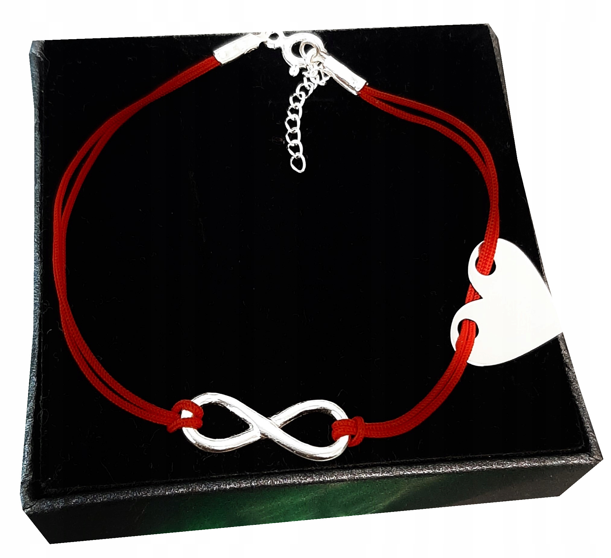 

Bransoletka sznurkowa Infinity serce Grawer srebro