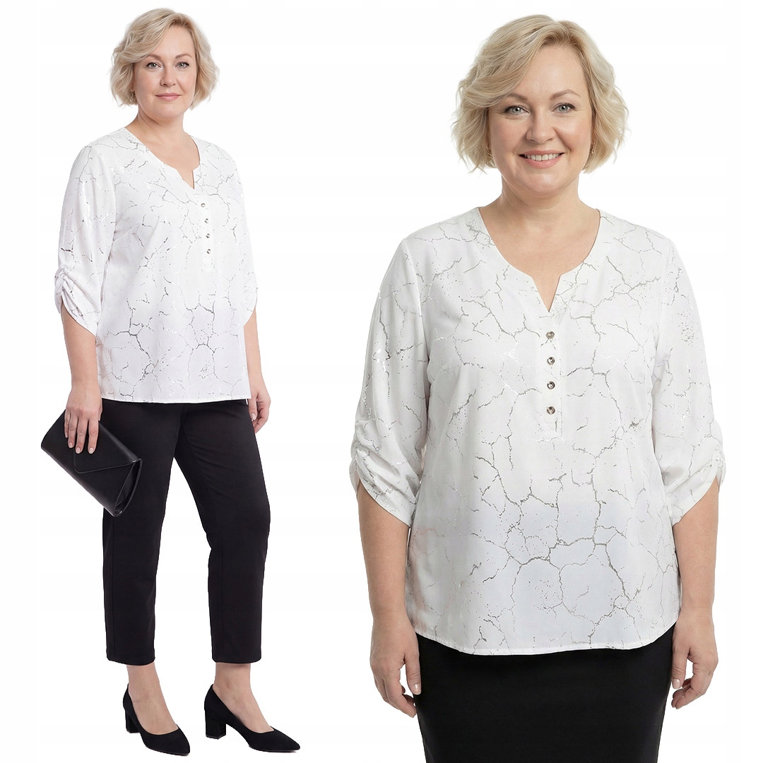 Biała bluzka srebrny wzór 58