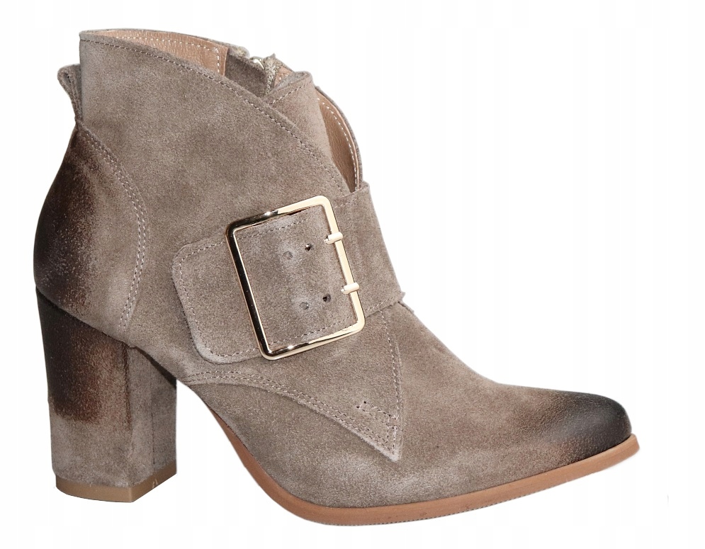 

skórzane botki na obcasie Exquisite 1265 almond