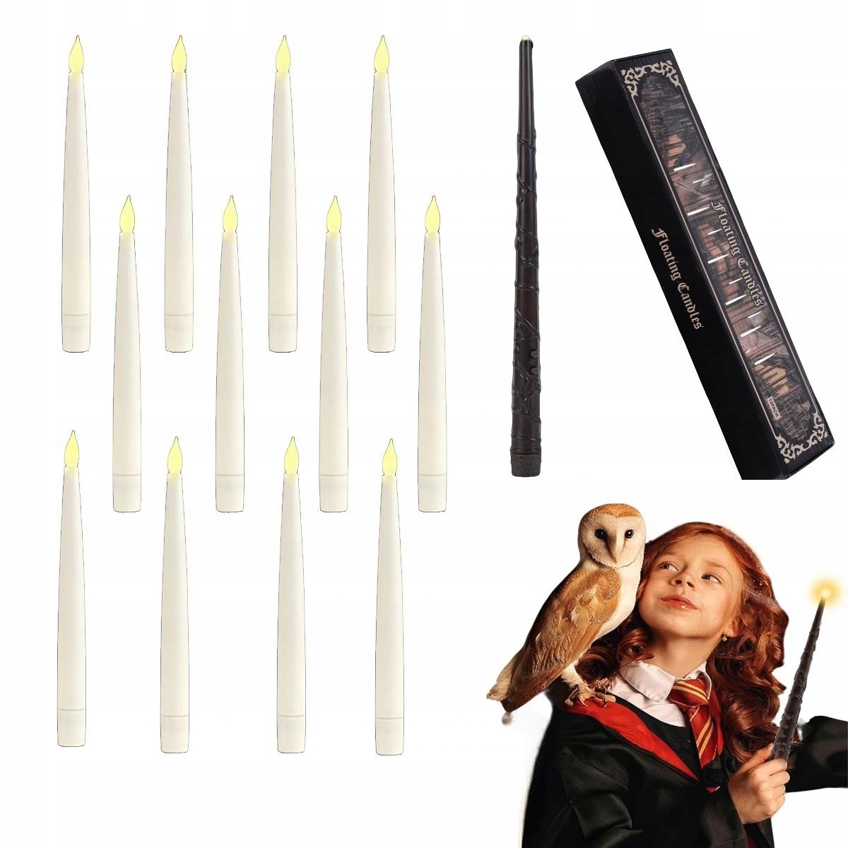 HIT ZESTAW 12 SZT WISZĄCE ŚWIECE ŚWIECZKI LAMPKI LED + RÓŻDŻKA DEKORACYJNE