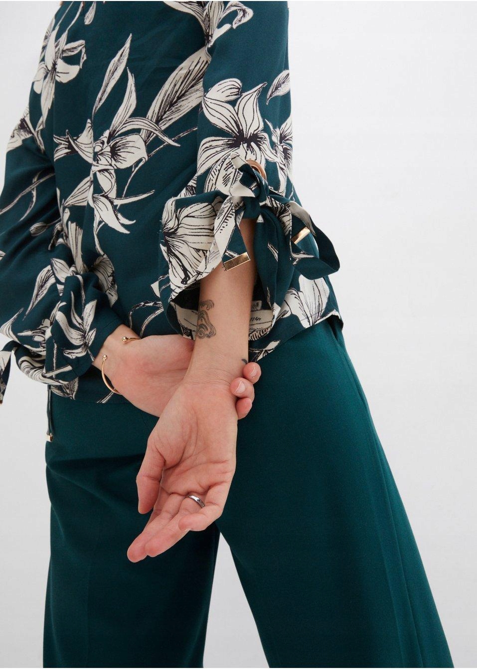 TUNIKA DEKOLT V WIĄZANE RĘKAWY__46 Rękaw długi rękaw