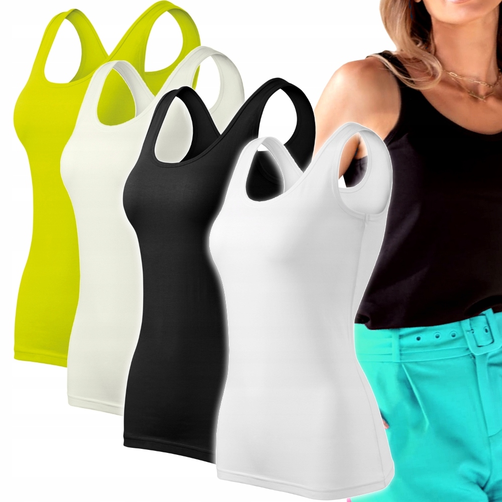 4 x BLUZKA BAWEŁNIANA damska TOP NA RAMIĄCZKACH BOKSERKA podkoszulek JAKOŚĆ