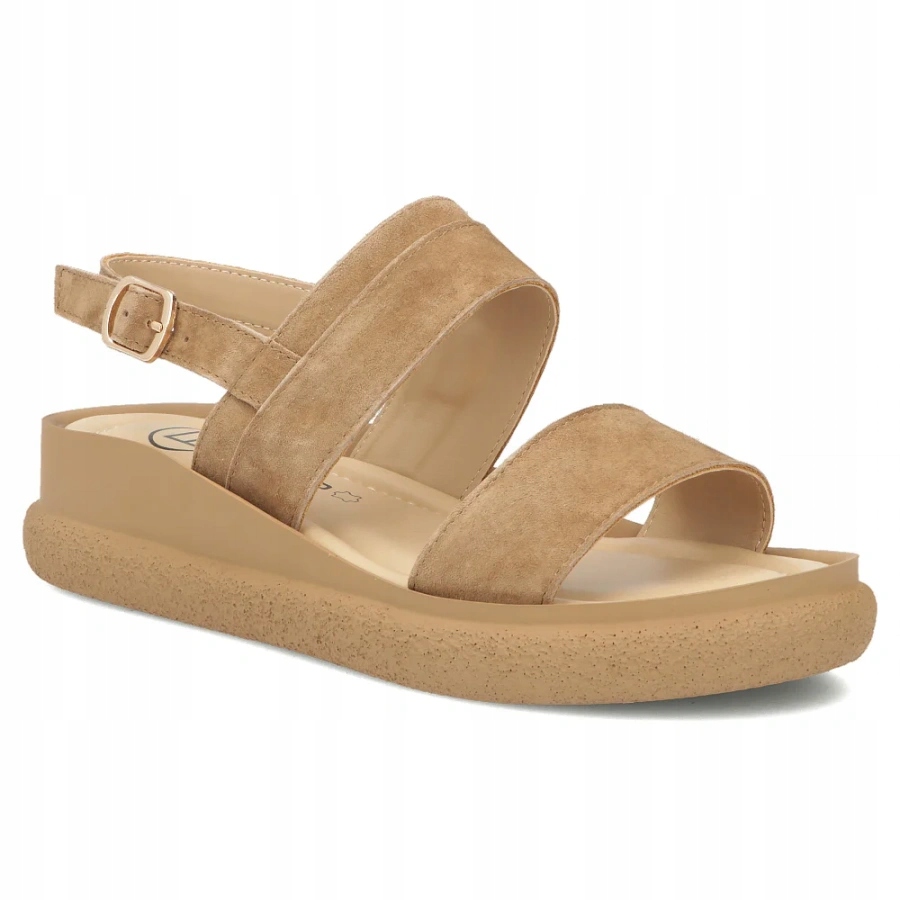 Dámské kožené sandály na podpatku camel Filippo DS7746 39