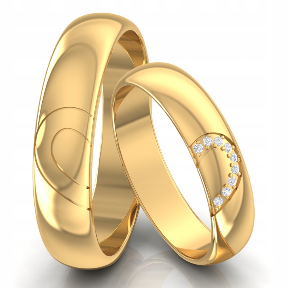 OBRĄCZKI ŚLUBNE Z SERCEM DWIE POŁÓWKI ZŁOTO 333