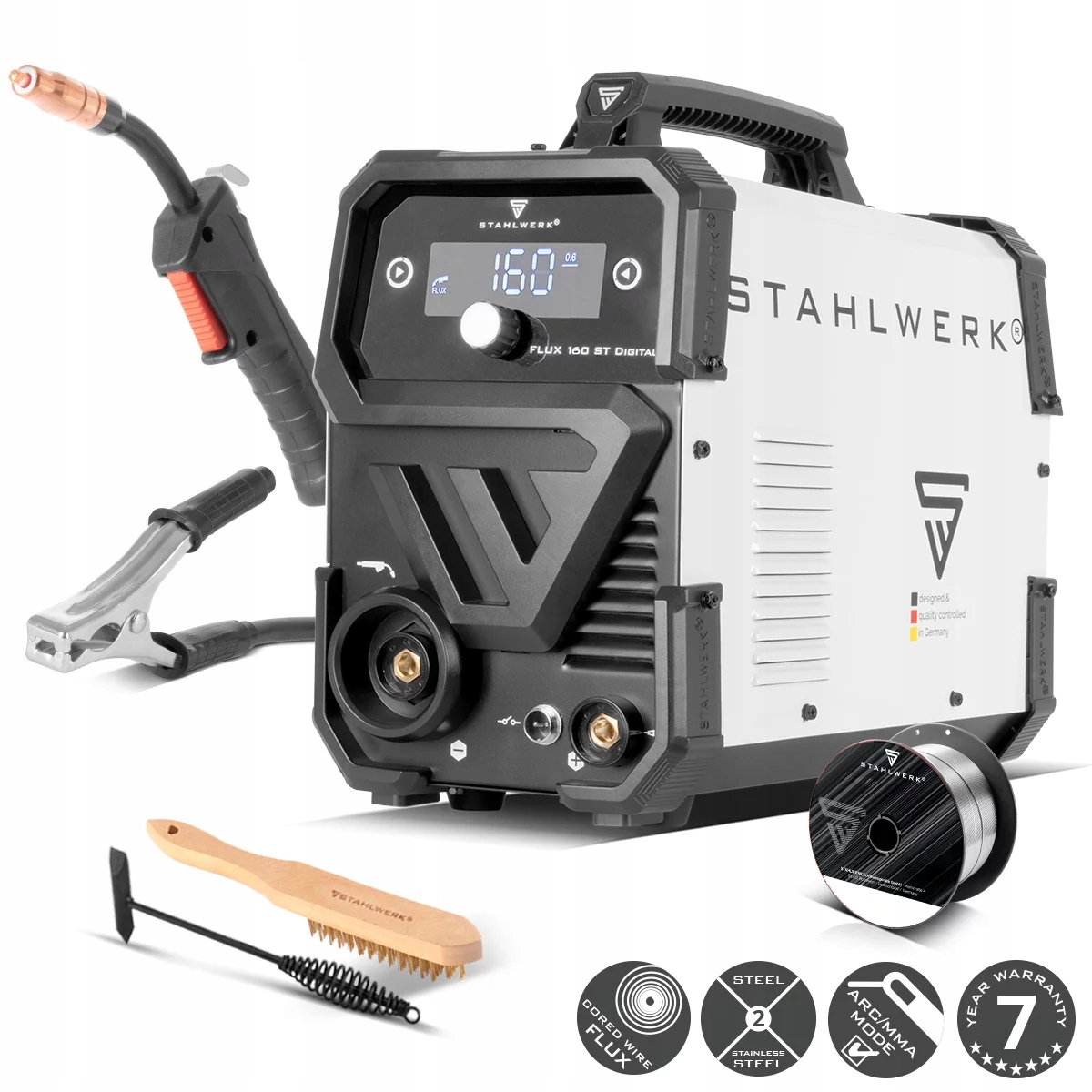 Svařovací Stroj Stahlwerk Flux 160 St Digital 160A Synergie Mma, Tig Lift, Flux