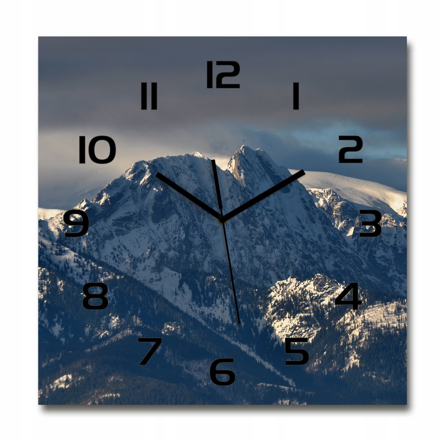 

Duży zegar ze szkła hartowanego Giewont zimą 60x60