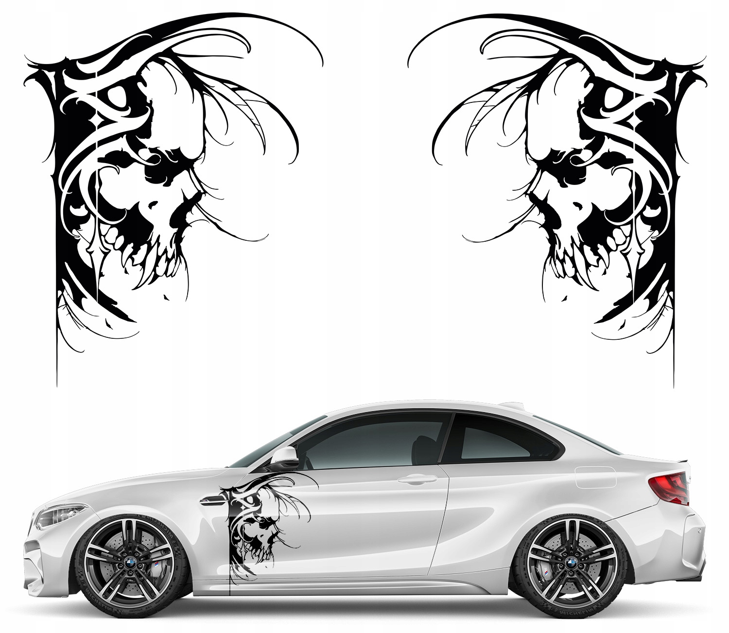 2x Nálepka Grafika na auto Motiv lebka Přízrak Démon 63x79