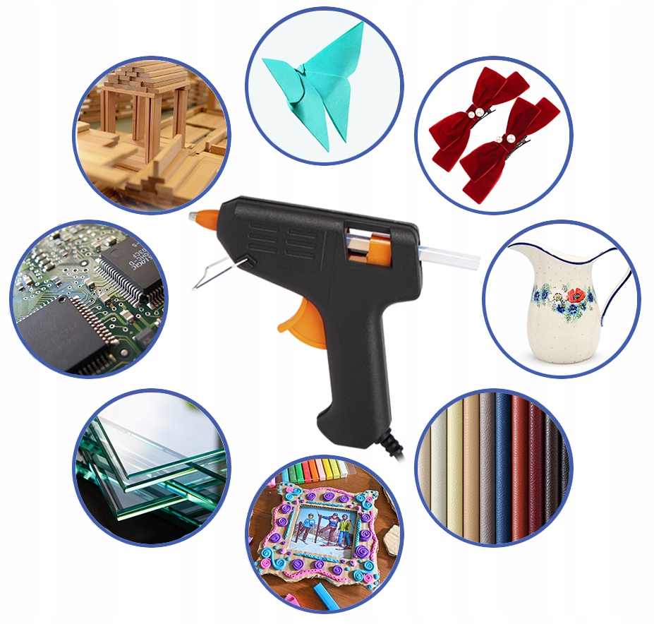 PISTOLET DO KLEJENIA NA GORĄCO 7 mm + 62 LASKI KLEJU Temperatura maksymalna 200°C