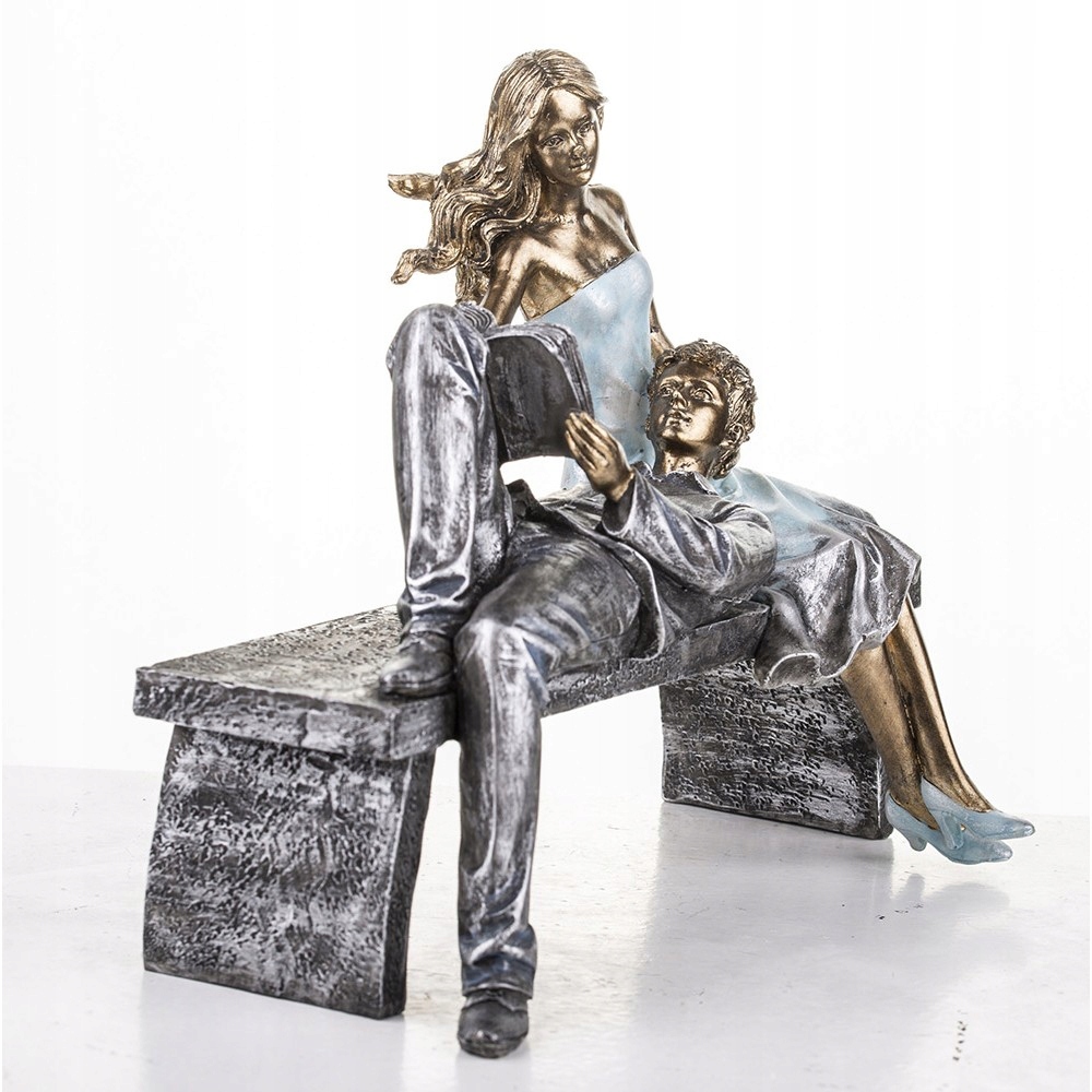 FIGURKA PARA SIEDZĄCA NA ŁAWCE GRAFITOWA ZŁOTA Materiał wykonania tworzywo sztuczne