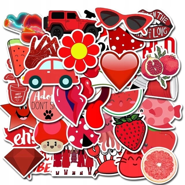 

Wlepy Czerwone Zestaw naklejek Sticker bomb 50szt