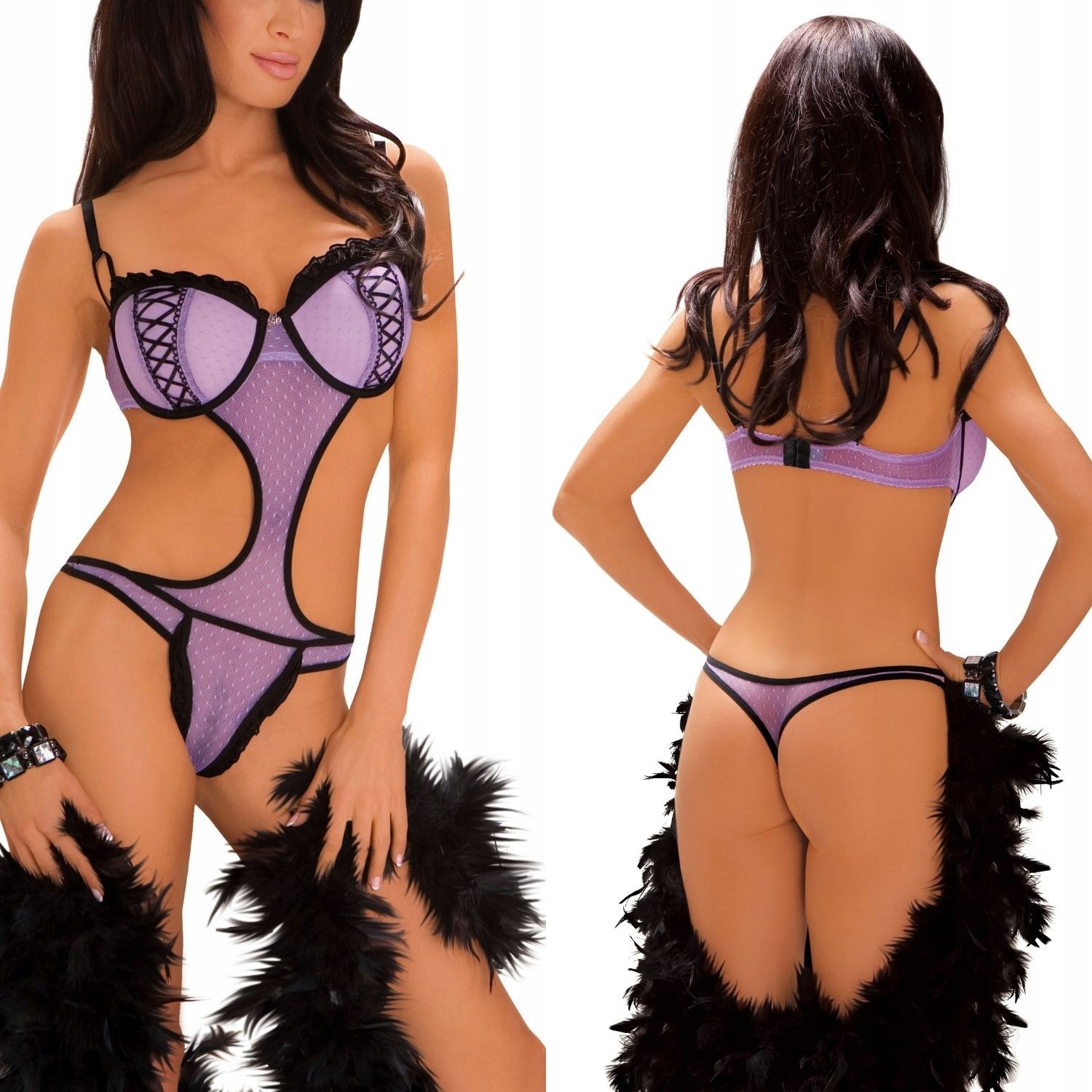 Fialové krajkové vyztužené body model 6445.06 L Roxana