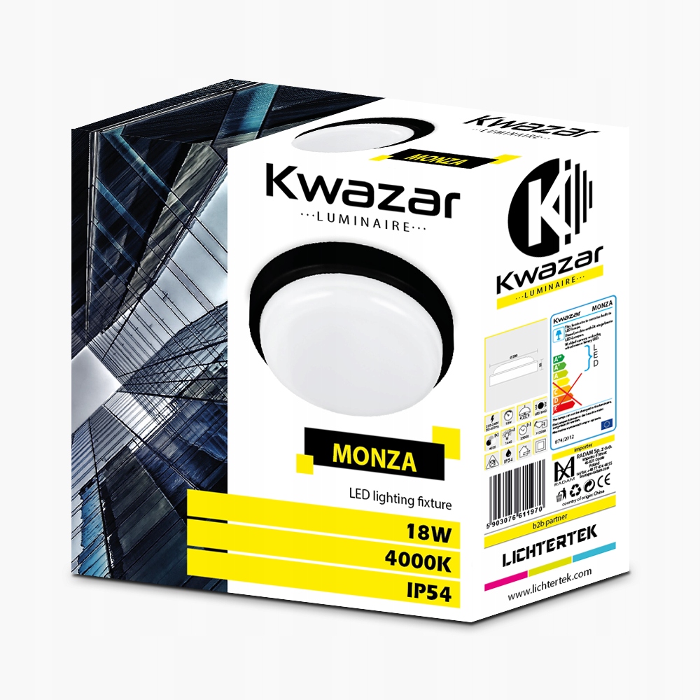 PLAFON LED LAMPA ZEWNĘTRZNA SUFITOWA 18W WODOODPORNA IP54 Rodzaj gwintu zintegrowane źródło LED