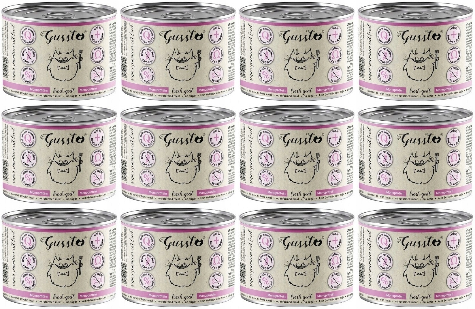 Levně Gussto Kočičí čerstvé kozí (Kozina) 12 x 200 g