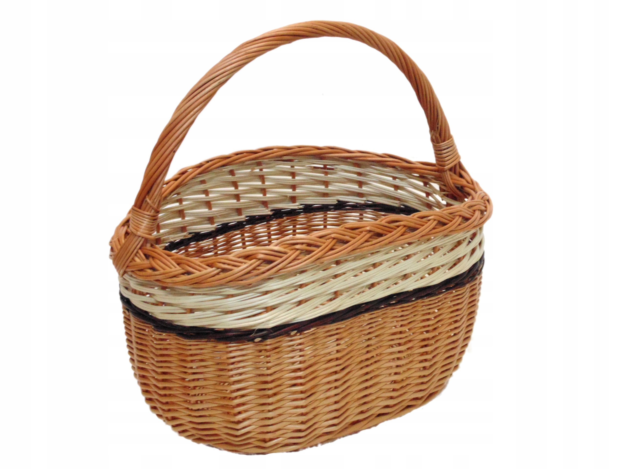 KOSZYK WIKLINOWY – NA ZAKUPY LUB PIKNIK – ZDOBIONY