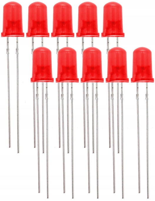 

Dioda Led 10szt Czerwona 5mm Komplet Zestaw