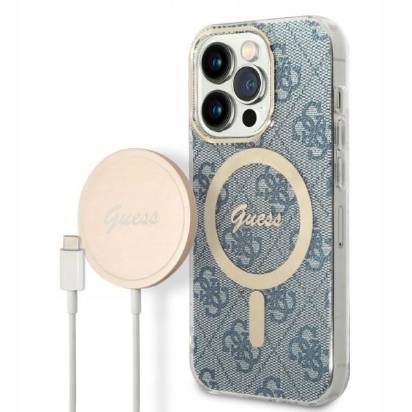 Sada Guess pouzdro bezdrátová nabíječka GUBPP14LH4EACSB pro Apple iPhone 14