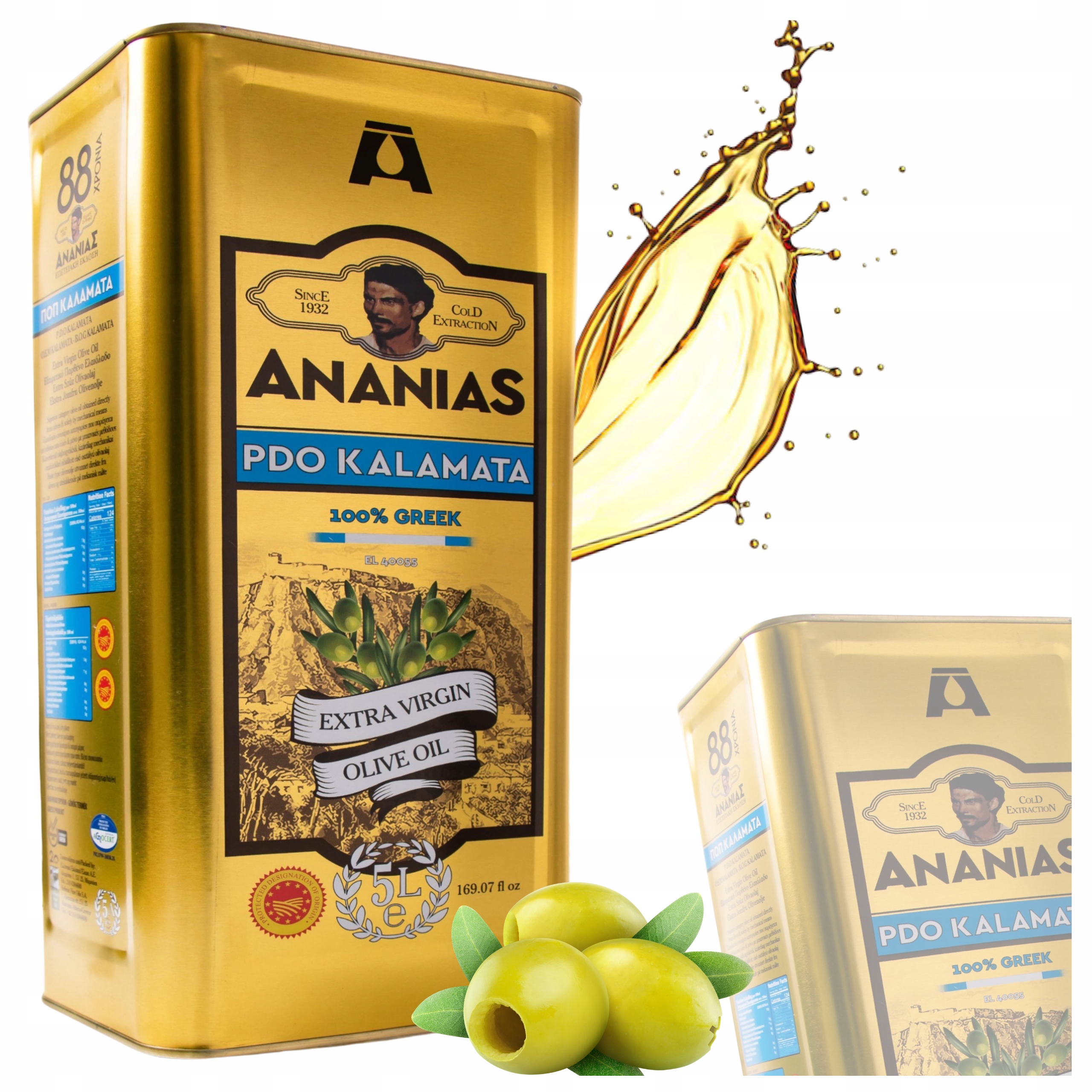Extra Panenský Olivový Olej 5 L Lisovaný Za Studena, Řecká Kalamata Zlatá