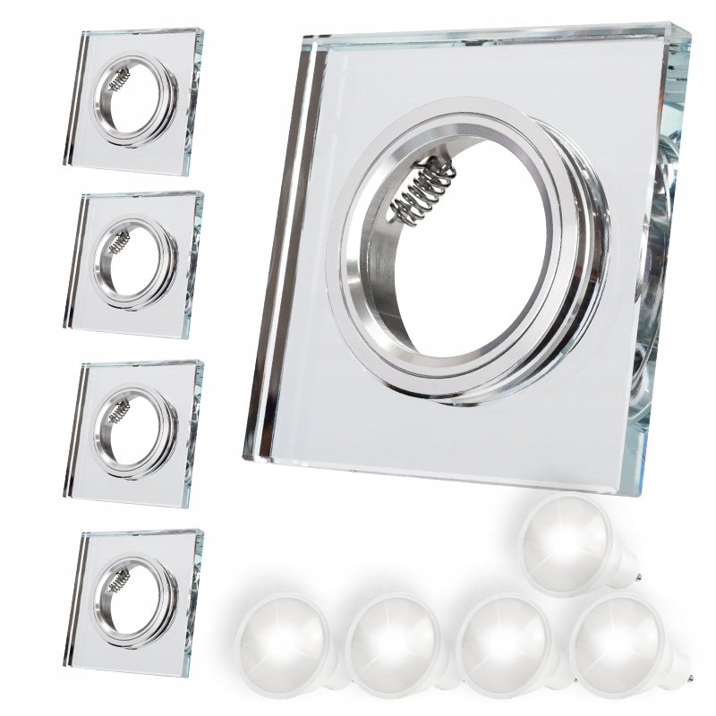 5x Oprawka Sufitowa Kryształowa Kwadrat Szklana Do Łazienki Żarówka GU10